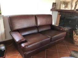 2/3 Posti in pelle Marrone Sofa
