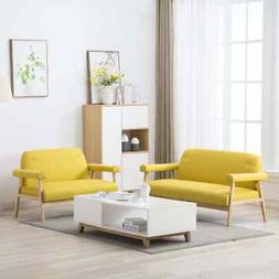 vidaXL 2x Divani a 5 Posti Set in Tessuto Giallo Sof&agrave; Salot
