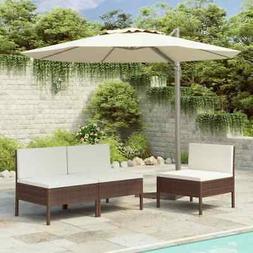 vidaXL 3x Sedie da Giardino con Cuscini Polyrattan Marrone P