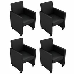vidaXL 4x Sedie da Pranzo in Similpelle Nere con Ruote Seggi