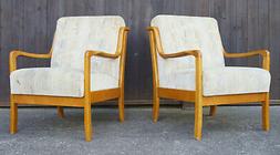 60er Poltrona Lounge Easy Sedia Danish Legno Mid-Century Vin