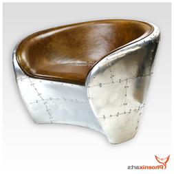 Aircraft Vintage Poltrona in pelle Braun Vera Retr&ograve; Design 