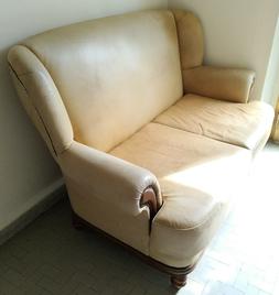 ANTICO DIVANETTO PELLE BEIGE 2 POSTI - IDEALE ANCHE PER ARRE