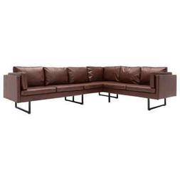 Angolare Similpelle Marrone Legno Relax Divani 255x199.5x62.