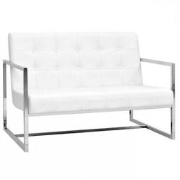 Braccioli 2posti Pelle Sintetica Acciaio Bianco 114x78x81cm 