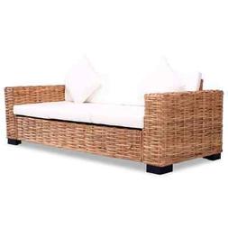 Rattan Naturale Legno Casa 3posti 200x80x67cm Relax Schienal