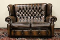 Chesterfield /chester Due Posti In Pelle Marrone Russet / Le