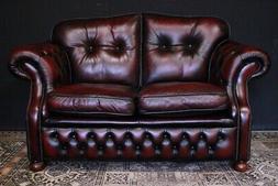 Originale Chesterfield / Chester 2 Posti In Pelle Bordeaux /