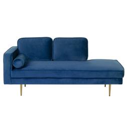 Chaise longue in velluto blu marino destra MIRAMAS