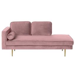 Chaise longue in velluto rosa destra MIRAMAS