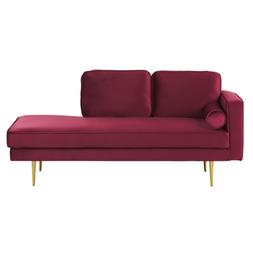 Chaise longue in velluto rosso scuro sinistra MIRAMAS