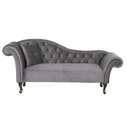 Chaise longue per lato destro in velluto grigio LATTES