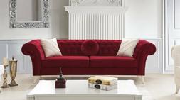 4 Posti Designer Tessuto Imbottitura Rosso