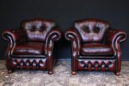 Coppia di poltrone originali Chesterfield / Chester pelle bo
