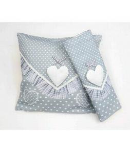 2 Federe Shabby Con Rouche Grigio 42x42