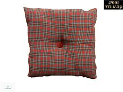 Arredo Tartan Scozzese Rosso Natale 42x42 Bottone Imbottiti
