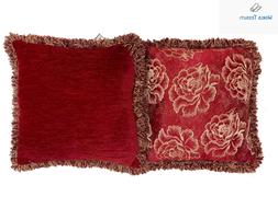 Artigianali Bordeaux Rose Fiori Damasco 50x50 Spazzolino Cla