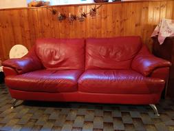 divani coppia in pelle Natuzzi, 2 1/2+2 posti, rosso carmini