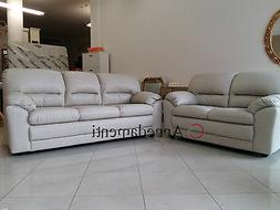 2 + 3 Posti Ecopelle Nuvolata Made In Italy Salotto Pelle Di