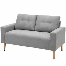 2 Posti Compatto Design Moderno, Schienale Trapuntato, Grigi