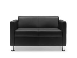 2 Posti Da Attesa Ufficio In Ecopelle Nera Piedi Cromati