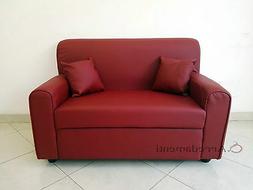 2 Posti Ecopelle Pelle Con 2 Cuscini Salotto Divanetto Divan