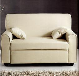 2 Posti Imbottito Ecopelle Pelle Beige Con 2 Cuscini Salotto