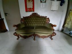 2 Posti In Legno/velluto Vintage Anni 70