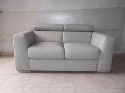 -DIVANO  2 POSTI LETTO  IN VERA  PELLE  GRIGIO CHIARO