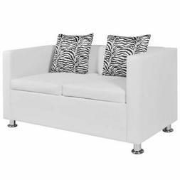 2 Posti Pelle Artificiale Bianco Divanetto Poltrona Arredo S