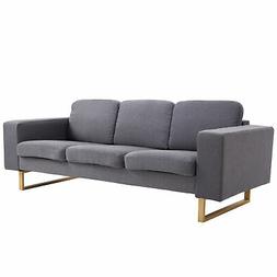 3 Posti 6 Cuscini Telaio In Legno Massello Grigio Tessuto Di