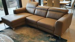 3 Posti Con Chaise Longue In Pelle Pieno Fiore Di Calia Ital