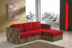 3 Posti Con Penisola Abaca Naturale Vimini Etnico Coloniale 