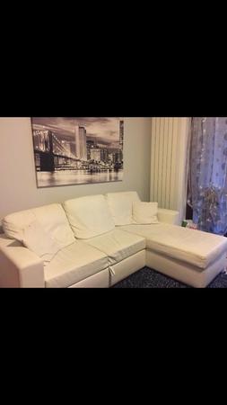 3 Posti Con Penisola Ecopelle Bianco Lungh 225 Cm Contenitor