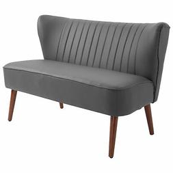 A 2 Posti Design Moderno In Legno E Pelle Sintetica Grigia