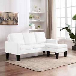 A 3 Posti Con Poggiapiedi Bianco Similpelle Seduta Canap&egrave; S