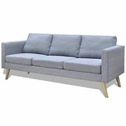 A 3 Posti Grigio Chiaro Tessuto E Legno Salotto Divanetto So