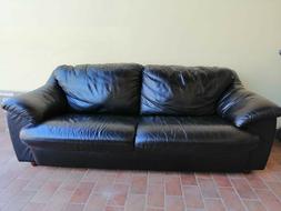 A 3 Posti In Pelle Vera Nero&nbsp;210l 80h 90p