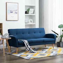 A 3 Posti In Tessuto Blu Sdraio Lettino Salotto Sofa Ottoman
