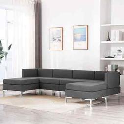A 6 Posti Relax Salotto Set Di Divani In Tessuto Grigio Scur