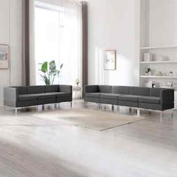 A 7 Posti Relax Salotto Set Di Divani In Tessuto Grigio Scur