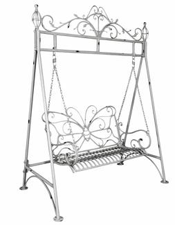 A Dondolo Metallo Altalena Giardino Bianco Panca Sedia Altal