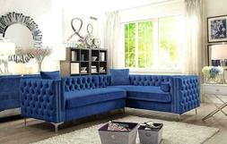 Ad Angolo Chesterfield Tessuto Velluto Imbottitura Sede Rifi