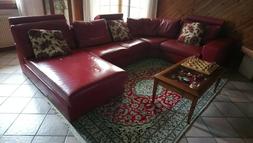 Ad Angolo In Pelle Vera Rossa, Doimo Salotti, Ottime Condizi