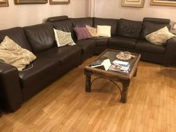 Ad Angolo In Vera Pelle, Color Testa Di Moro 2,20 X 2,50 Mt