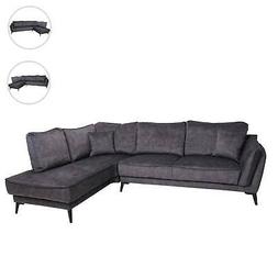 Angolare A L 3 Posti Hwc-g43 Legno Tessuto Grigio Scuro Con 