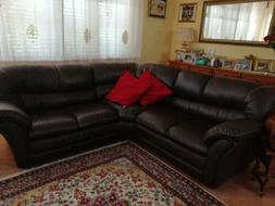 Angolare In Pelle Scuro 5 Posti