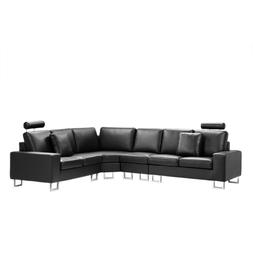 Angolare Moderno In Pelle Nera Versione Sinistra Stockholm