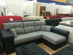 Angolare Tessuto Eco Pelle Bicolore 4 Posti Moderno Salotto 