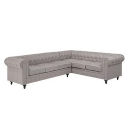 Angolare Vintage In Tessuto Beige Versione Destra Chesterfie